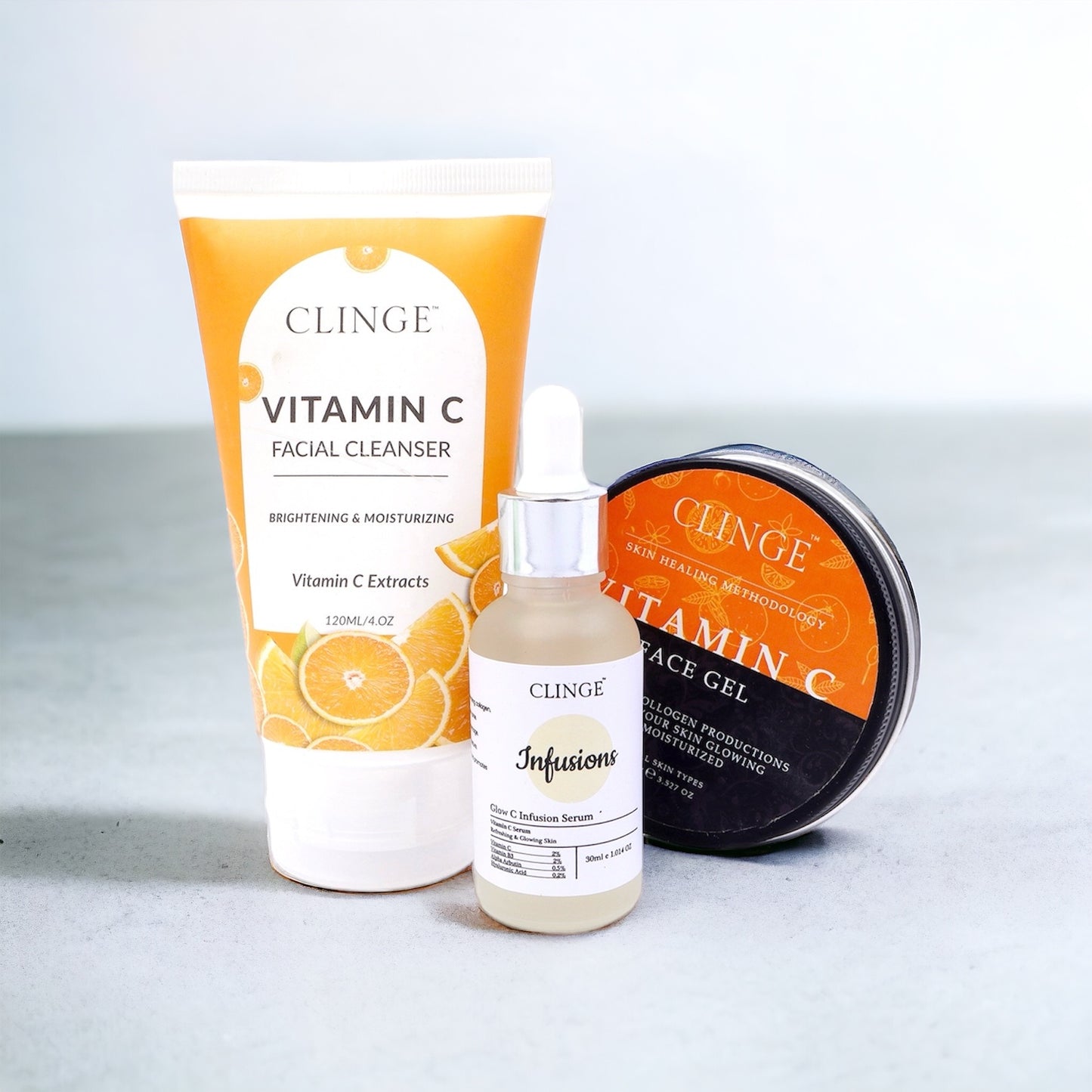 Vitamin C Bundle- Skin Glowing- Serum, Facial Cleanser, Face Gel