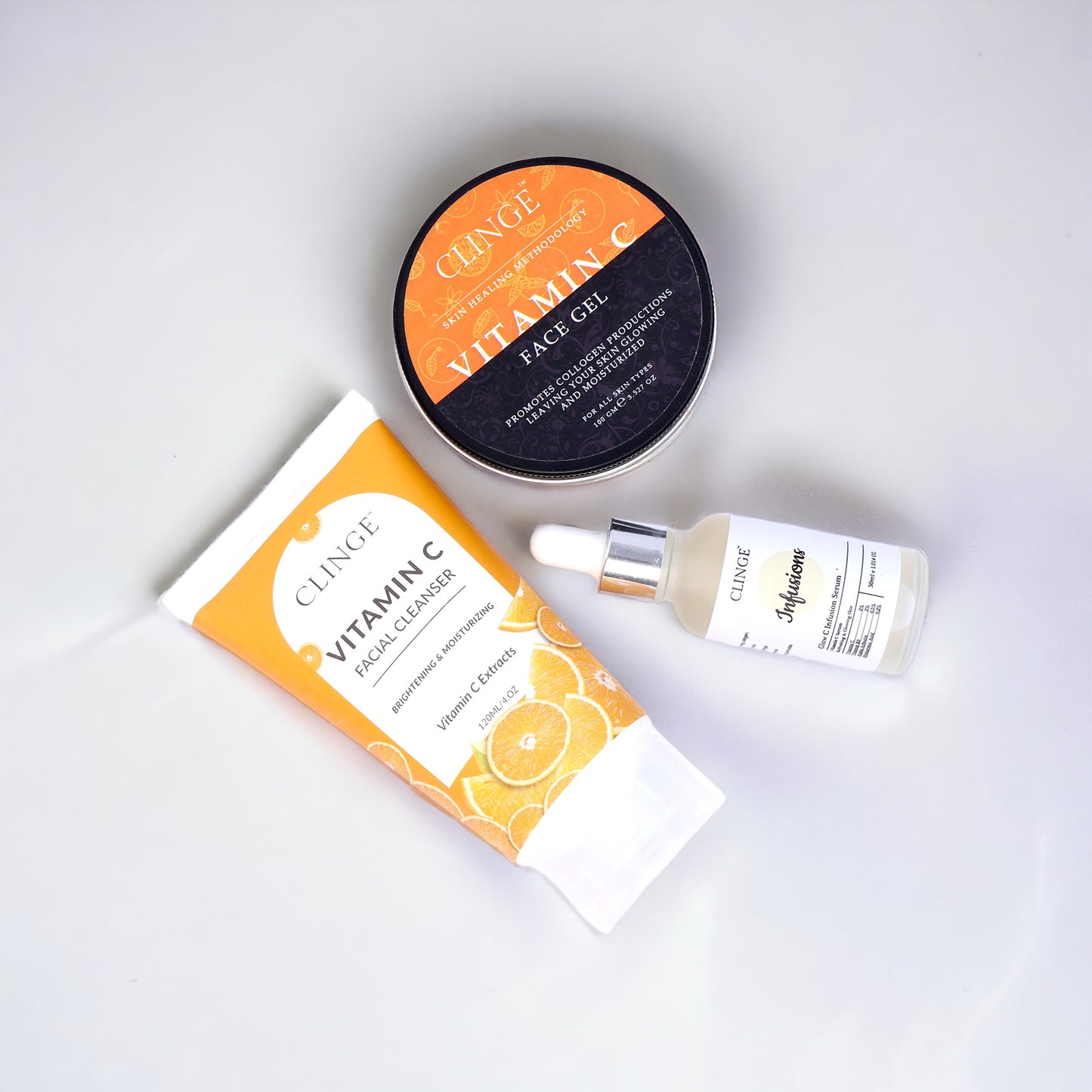 Vitamin C Bundle- Skin Glowing- Serum, Facial Cleanser, Face Gel