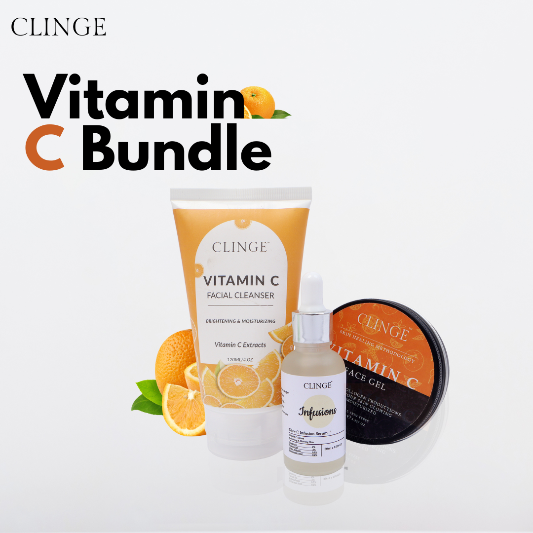 Vitamin C Bundle- Skin Glowing- Serum, Facial Cleanser, Face Gel